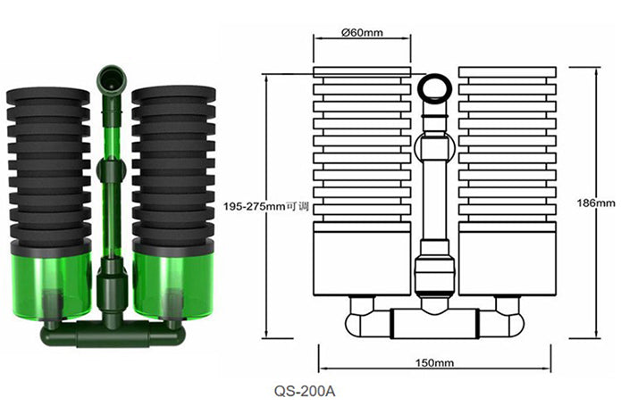 QANVEE QS-200A Sponge Filter